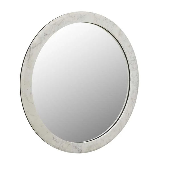 Rufus Round Mirror Grey Vein Marble – the design library
