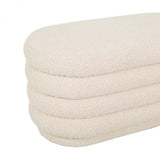 kennedy ribbed oval ottoman beige boucle