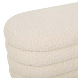 kennedy ribbed oval ottoman beige boucle