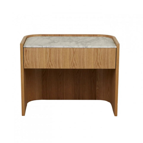 Elsie Large Bedside White Marble/Natural