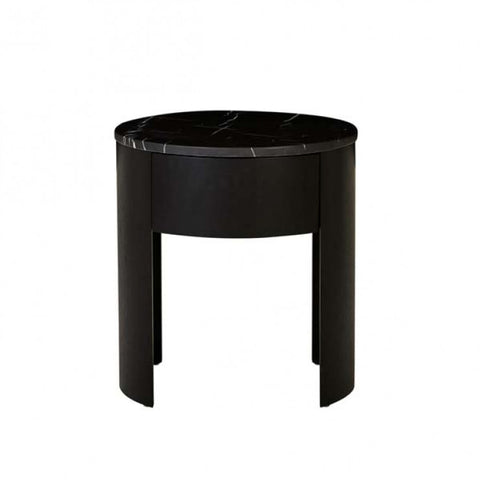 Oberon Crescent Marble Bedside Black