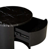 Oberon Crescent Marble Bedside Black