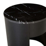 Oberon Crescent Marble Bedside Black