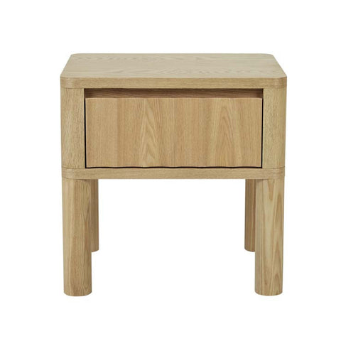 oliver fluted one drawer bedside natural ash